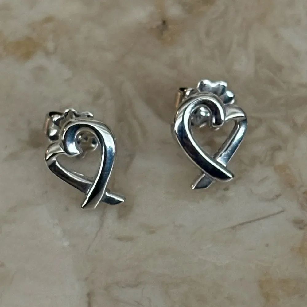 Tiffany & Co. Paloma Picasso Loving Heart Earrings 925 Sterling Silver